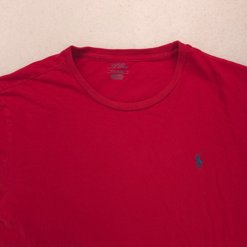 Polo Ralph Lauren Casual Crew Neck Short Sleeve T Shirt Mens Size L Red Blue
